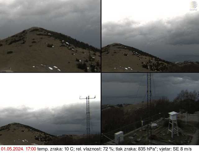 GMP Zavižan, kamera postavljena na zidu planinarskog doma Zavižan, pogled istok - jug - zapad 